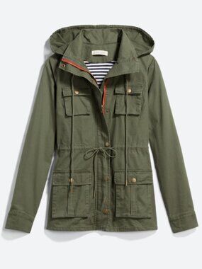 Market & Spruce Chaplin Lined Hooded Anorak Jacket Olive Military Medium